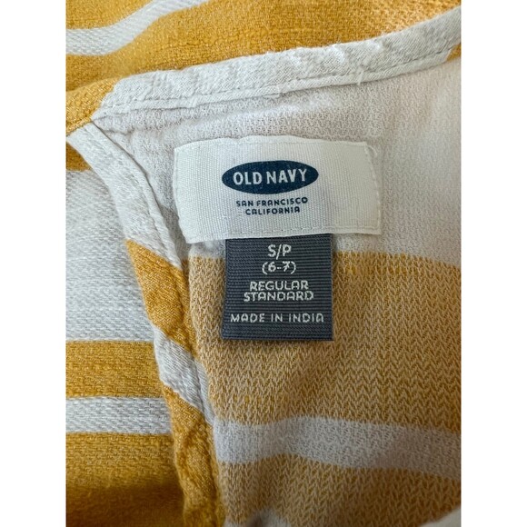 Girls Yellow & White Striped Blouse Top Shirt | Old Navy | sz S/P 6-7 - Picture 5 of 5